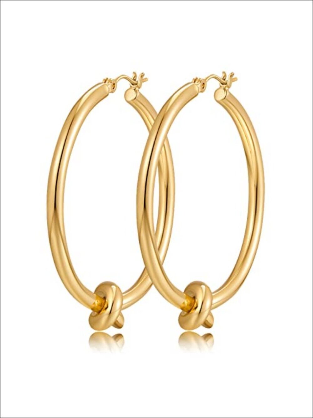 18K Gold Knot Hoop Earrings Lightweight Statement Hoops for Women